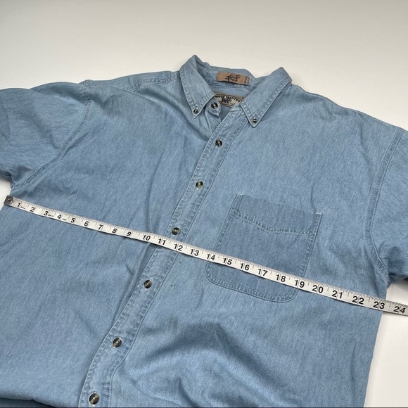 Vintage Native American Shirt Chambray Button Tribal Indigenous Blue Summer - Picture 10 of 12